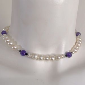 Vintage pearls, amethyst and hematite necklace